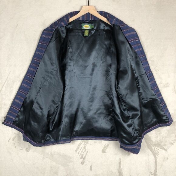 VTG CABELA'S Jacket Women's 2XL XXL Blue Stripe Woven Zip Pockets Lined Cotton - Picture 6 of 15